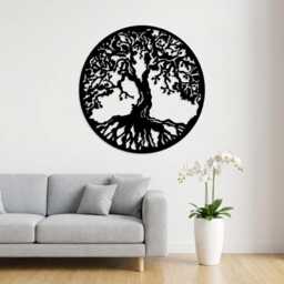 Black Steel Tree Of Life Wall Decor, Modern Scandinavian Art - 40''-100cm - thumbnail 1