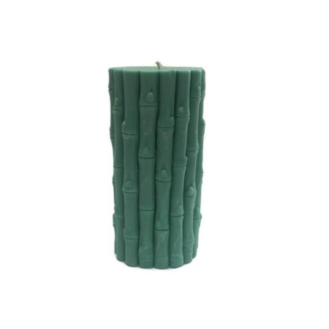 Decorative Bamboo Pillar Candle - Fragrance Free, Made With Soy Wax - image 1