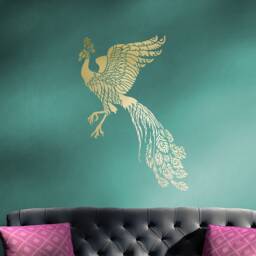 Firebird Wall Art Stencil - Diy Peacock Decor Reusable Stencils For Home Makeovers