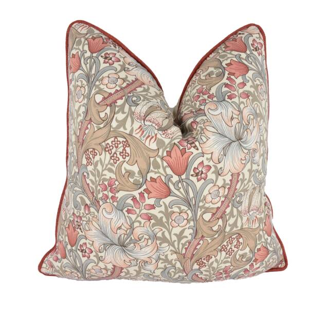 William Morris - Golden Lily Minor Stone/Plaster Classic Small Scale Floral Designer Cushion Cover Luxury Throw Pillow - image 1