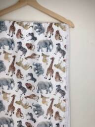 Handmade Safari Animal Fleece Baby Blanket, Kids Throw - thumbnail 1
