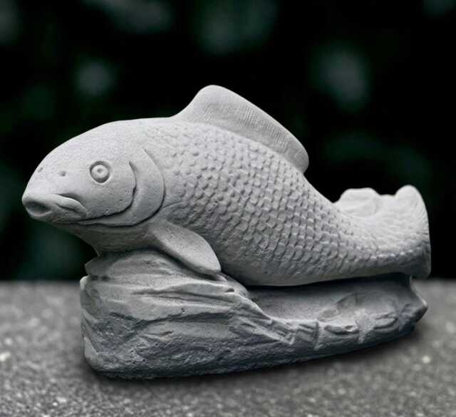 Garden White Fish Sculpture Outdoor Statue Concrete Figurine Cement Pond Ornament Front Door Decoration Handmade Lover Gift - image 1