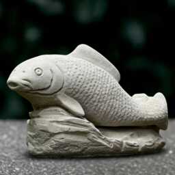 Garden White Fish Sculpture Outdoor Statue Concrete Figurine Cement Pond Ornament Front Door Decoration Handmade Lover Gift - thumbnail 4