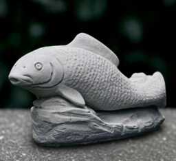 Garden White Fish Sculpture Outdoor Statue Concrete Figurine Cement Pond Ornament Front Door Decoration Handmade Lover Gift - thumbnail 1