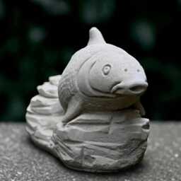 Garden White Fish Sculpture Outdoor Statue Concrete Figurine Cement Pond Ornament Front Door Decoration Handmade Lover Gift - thumbnail 2