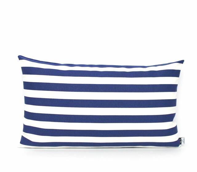 Navy Blue & Off White Stripe Pillow Cover, Home Gifts For You - image 1