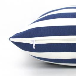 Navy Blue & Off White Stripe Pillow Cover, Home Gifts For You - thumbnail 2