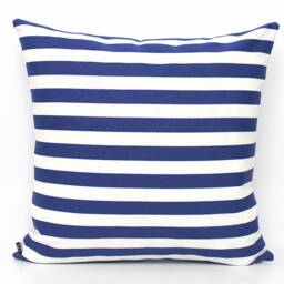 Navy Blue & Off White Stripe Pillow Cover, Home Gifts For You - thumbnail 3
