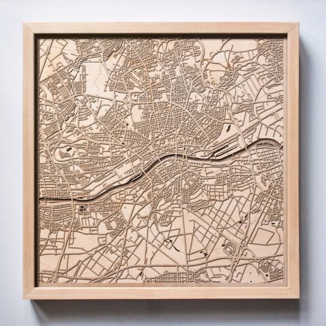 Frankfurt Wooden Map - Laser Cut City Streets 3D Wall Art - image 1