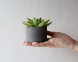 Handmade Dark Concrete Planter - Minimalist Succulent Pot, 3 Inch