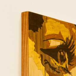 Wood Mosaic 22x16 Inlay Framed Girl Portrait Art Wall Home Decor Modern Style Wood Panel Artwork Gift Love Boho Eco Emotion - thumbnail 3
