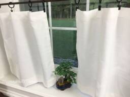White Valance. Cafe Curtains. Slub Linen Look Tiers Kitchen Curtain. Valance. Custom Window Valance Window Treatments - thumbnail 1
