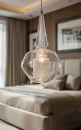 Blown Glass Pendant Light - Smoke Gray Ribbed Glass, Modern Lighting