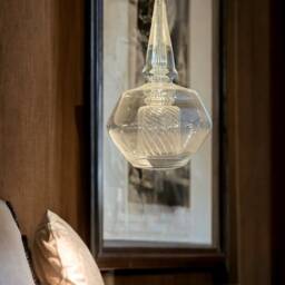 Blown Glass Pendant Light - Smoke Gray Ribbed Glass, Modern Lighting - thumbnail 2
