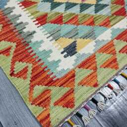 Kilim Rug Classic, Handmade Artisan Afghan Turkish Scandinavian Navajo Bohemian Wool Flatweave Multicolour 122x82 cm - thumbnail 2