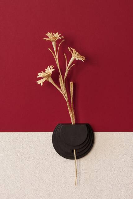 Set Of Flower & Vase Wall With A Straw Holder For Dried Flowers Wood Decor Wall Hanging Minimalist Geometric - image 1