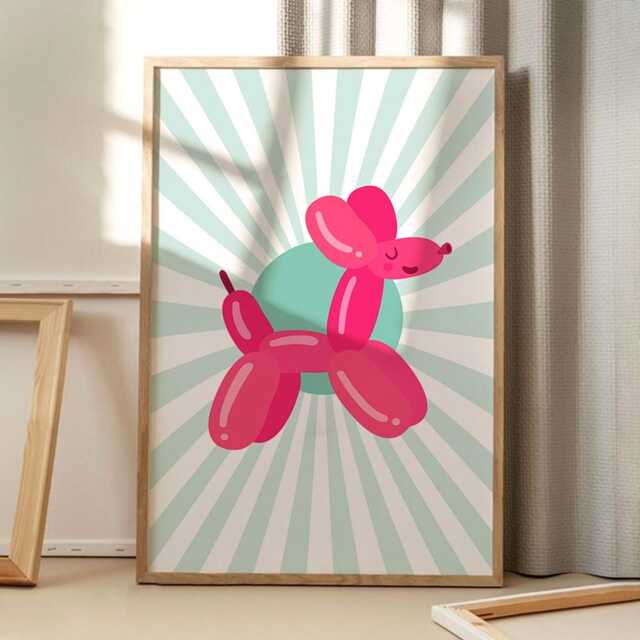 Balloon Dog Art Canvas Poster, Trendy Wall Art, Apartment Aesthetic Decor, Retro Home Printed Gift - image 1