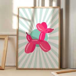 Balloon Dog Art Canvas Poster, Trendy Wall Art, Apartment Aesthetic Decor, Retro Home Printed Gift - thumbnail 1