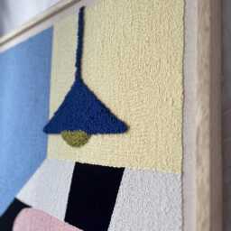 Framed 3D Textile Art Geometric Embroidery Wall Decor - thumbnail 4