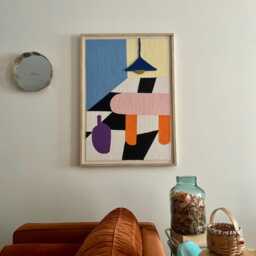 Framed 3D Textile Art Geometric Embroidery Wall Decor - thumbnail 3