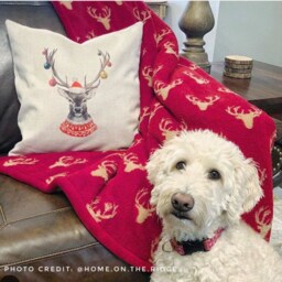 Reindeer Christmas Sweater Pillow Cover - Farmhouse Linen - thumbnail 2