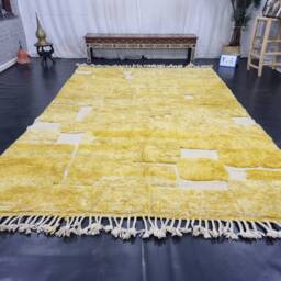 Cute Moroccan Rug, Moroccan Handmade Rug, Yellow & White Abstract Orange Wool Carpet, Tufted Berber Handwoven Rug - thumbnail 4