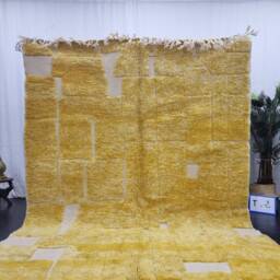 Cute Moroccan Rug, Moroccan Handmade Rug, Yellow & White Abstract Orange Wool Carpet, Tufted Berber Handwoven Rug - thumbnail 2