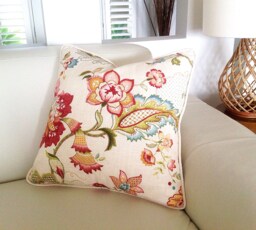 Linen Floral Pillow Cover Ophilia Blossom Ivory Cushion - thumbnail 1