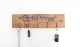 Rustic Wooden Key Holder Entryway Hall Decor With Antique Gold Hooks - thumbnail 1