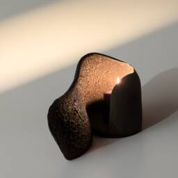 Textured Black Ceramic Candle Holder Sculptural Vase - thumbnail 4