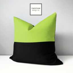 Black & Lime Green Outdoor Sunbrella?? Throw Pillow Cover in Color Block, Modern Cushion - thumbnail 2
