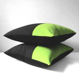 Black & Lime Green Outdoor Sunbrella?? Throw Pillow Cover in Color Block, Modern Cushion - thumbnail 1