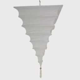 Cream Silk Pagoda Pendant Light Shade With Decorative Tassel - 14 Inch Square - thumbnail 2