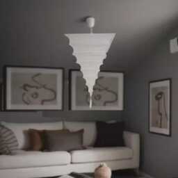 Cream Silk Pagoda Pendant Light Shade With Decorative Tassel - 14 Inch Square - thumbnail 4