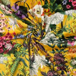 Tropical Velvet Cushion Cover - Summer Floral Ochre Botanical, Floral, Exotic, Premium Quality Square 40cm X - thumbnail 2