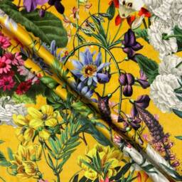 Tropical Velvet Cushion Cover - Summer Floral Ochre Botanical, Floral, Exotic, Premium Quality Square 40cm X - thumbnail 3
