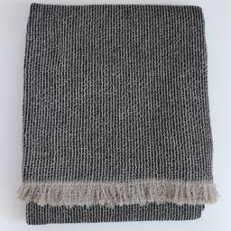 Black Linen Throw, Pure 100% Throw Blanket, Fringed Waffle Blanket Scarf, Gift For Family - thumbnail 3
