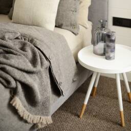 Black Linen Throw, Pure 100% Throw Blanket, Fringed Waffle Blanket Scarf, Gift For Family - thumbnail 4