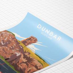 Dunbar Print - Travel Poster Firth Of Forth Harbour Scottish Wall Art Scotland Gift - thumbnail 3