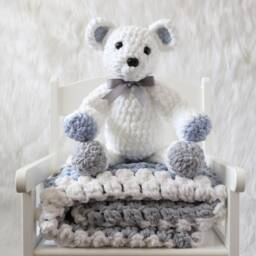 Large Crib Blanket For Baby Boy, Chenille Blue/Gray Blanket, Shower Gift Puffy Floor Toddler Security - thumbnail 3