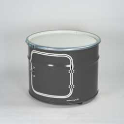 Bob With Door - Half Oil Barrel Coffee Table - Industrial Storage Loft Handmade in Hamburg Design - thumbnail 4