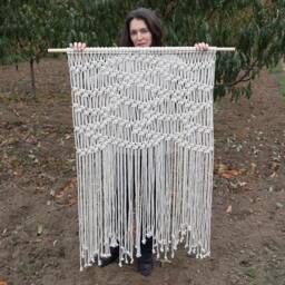 "Large Macrame Wall Hanging Boho Coastal Decor - 3'3""x4'11" - thumbnail 3
