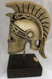 Achilleus Helmet Greek Statue Bronze Alabaster Handmade - thumbnail 1