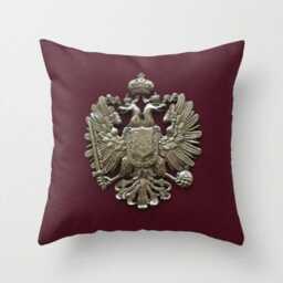 Coat Of Arms, Pillow Or Cover, Home Decoration, Interior Design, Elegant Decor, Austria, Burgundy, Double Headed Eagles, Men's Gift - thumbnail 2