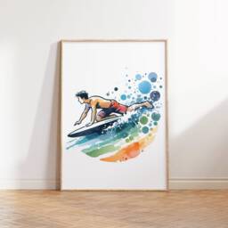 Bodyboarding Poster Print Set - 3 Prints - Wall Art Gifts Surfer Gift Definition Surfing Decor Watercolour Artwork - thumbnail 3