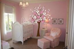 Large Wall Tree Nursery Decal Dogwood Magnolia Cherry Blossom Flowers 1116 - 6 Feet Tall - thumbnail 1