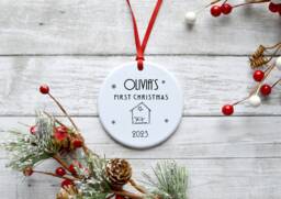 Baby's First Christmas Ceramic/Porcelain Hanging Decoration Keepsake - Gift For New Baby Art Deco