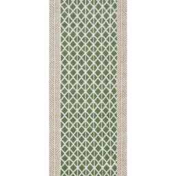 Hand Block Printed Cotton Runner Rug, Green Beige Dhurrie, Washable Stair Rug - thumbnail 2