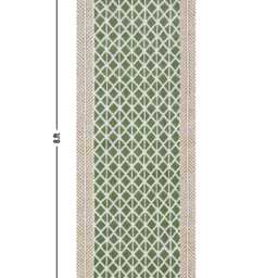 Hand Block Printed Cotton Runner Rug, Green Beige Dhurrie, Washable Stair Rug - thumbnail 3