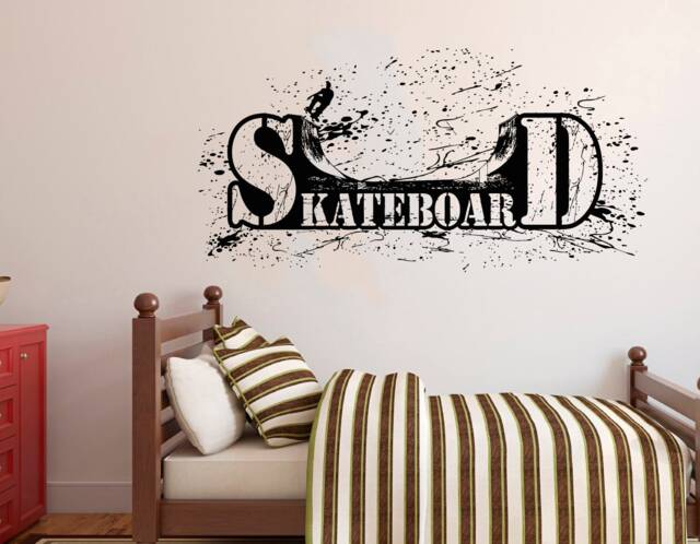 Skateboard Wall Decal Kids Room Decor, Removable Vinyl Sticker 1783 - image 1